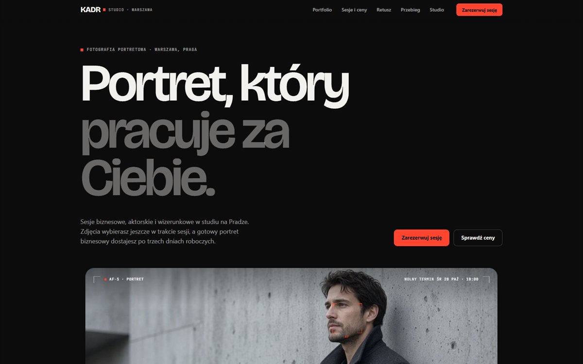 Pierwszy ekran projektu Kadr Studio · Portret i wizerunek