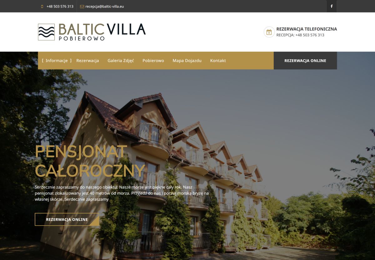 Poprzednia strona Baltic Villa na komputerze